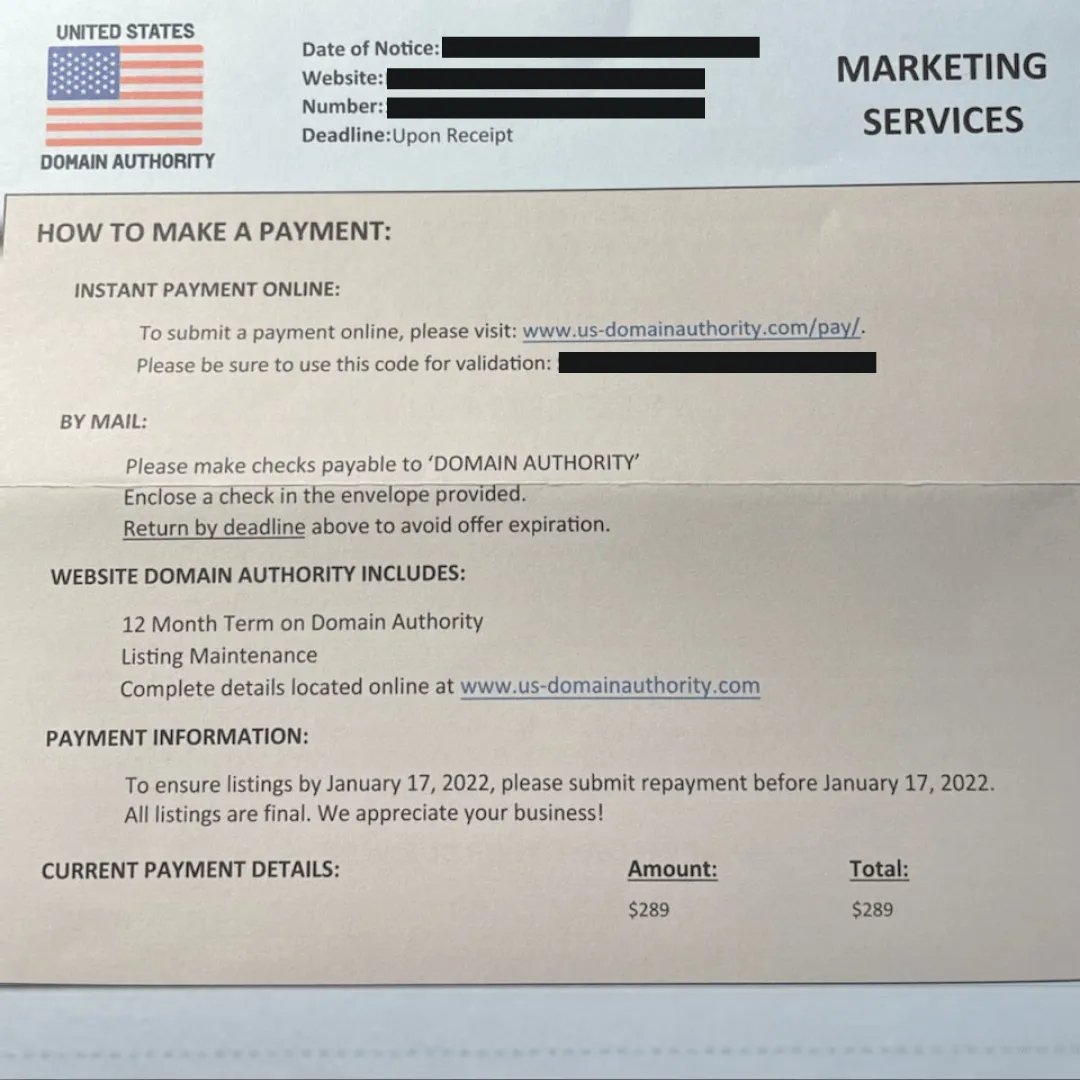 A paper that says marketing services on it