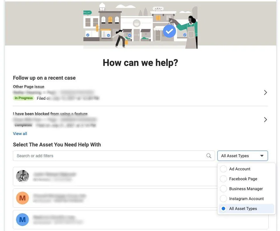 A screenshot of a website asking how can we help.
