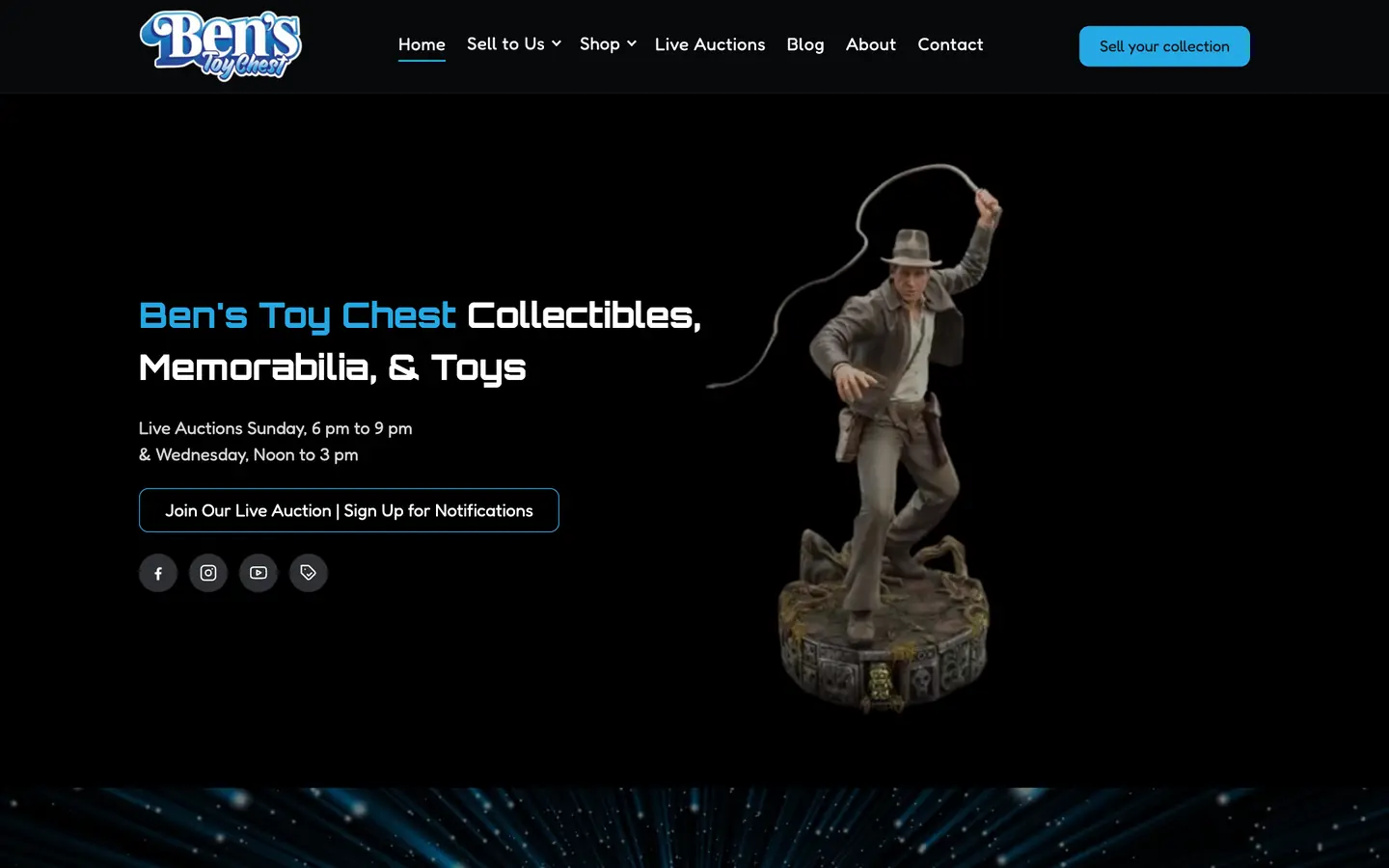 The Ben's Toy Chest site on a desktop screen