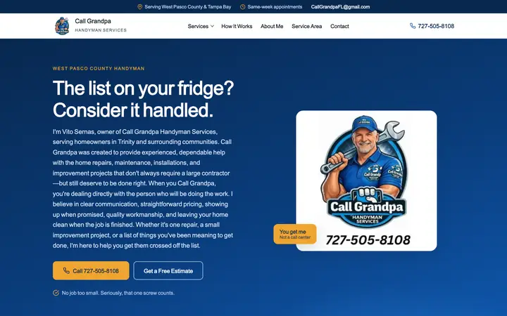 Call Grandpa Handyman Services website