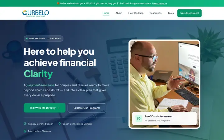 Curbelo Financial Coaching website