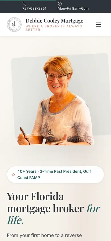 The Debbie Cooley site on a phone