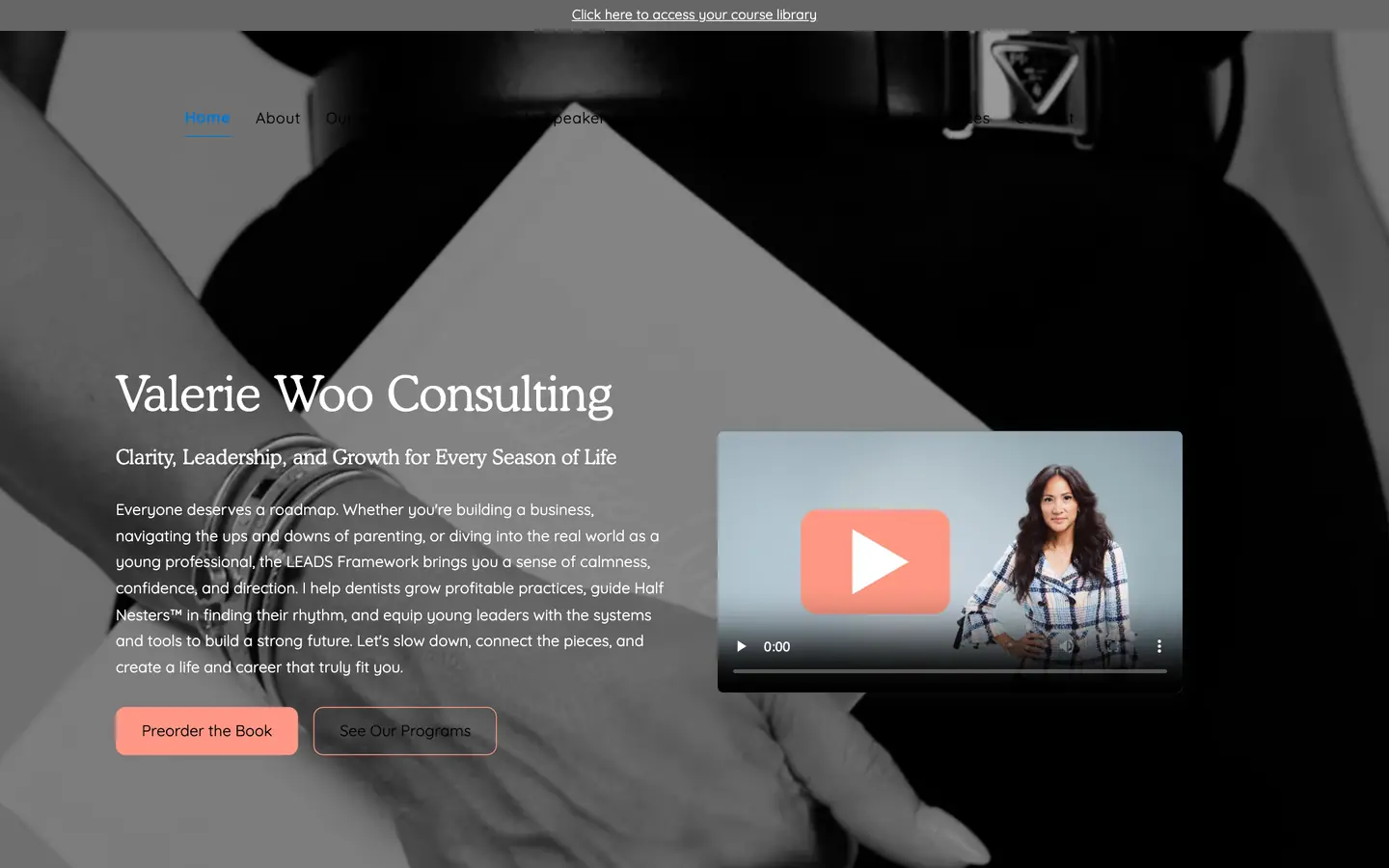The Valerie Woo Consulting site on a desktop screen