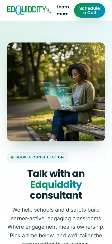 The Edquiddity site on a phone
