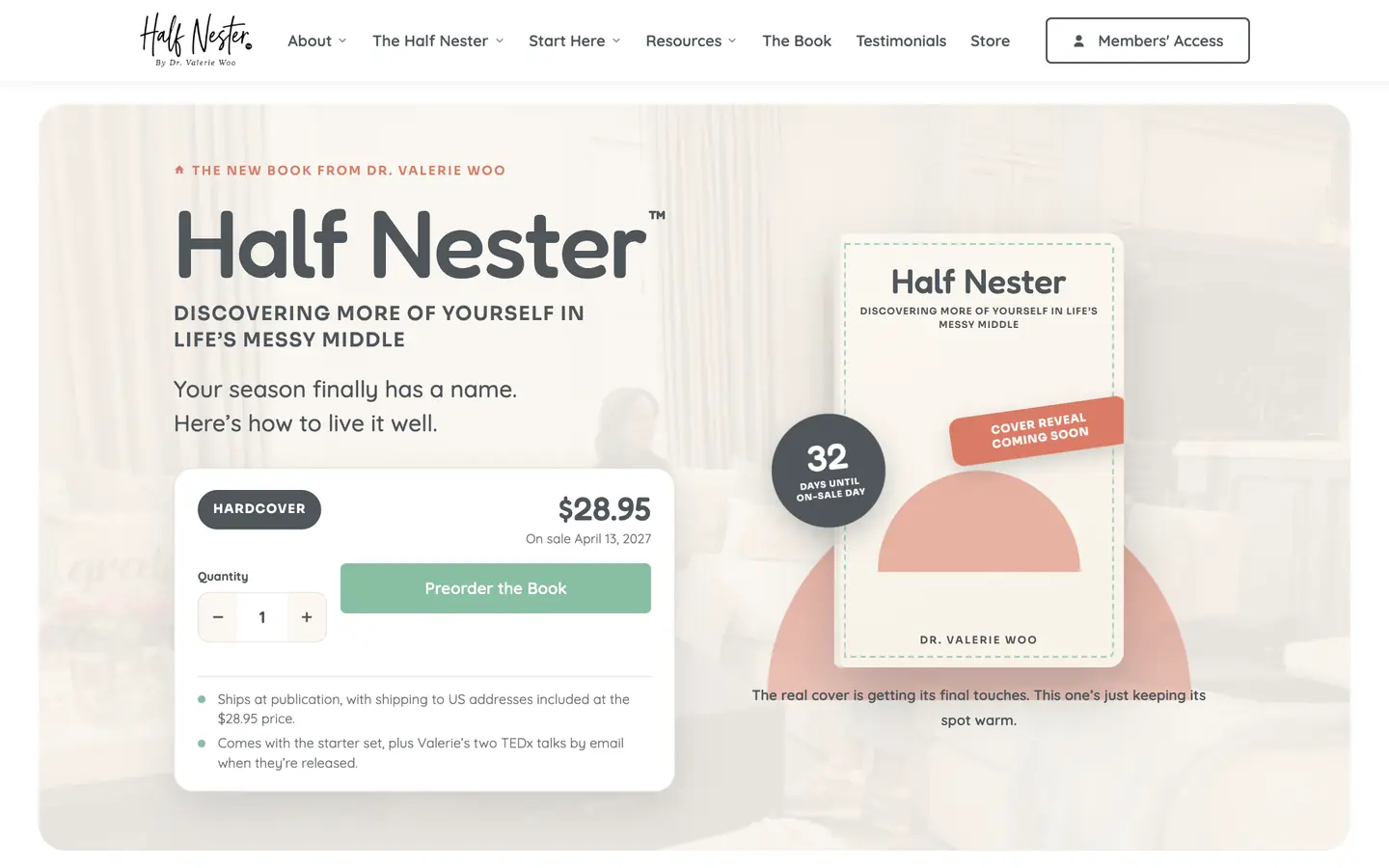 The Half Nester site on a desktop screen