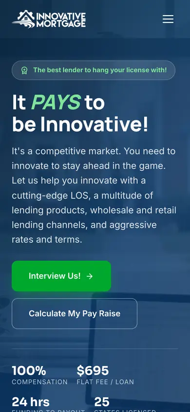 The Innovative Mortgage site on a phone