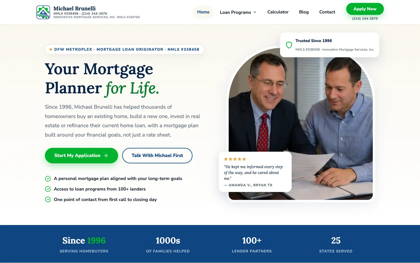 The Michael Brunelli site on a desktop screen