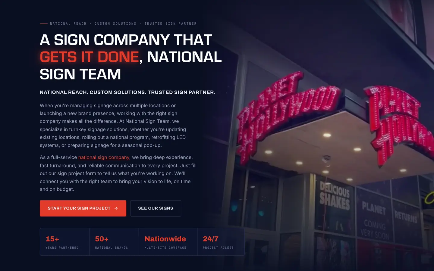 The National Sign Team site on a desktop screen