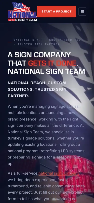 The National Sign Team site on a phone