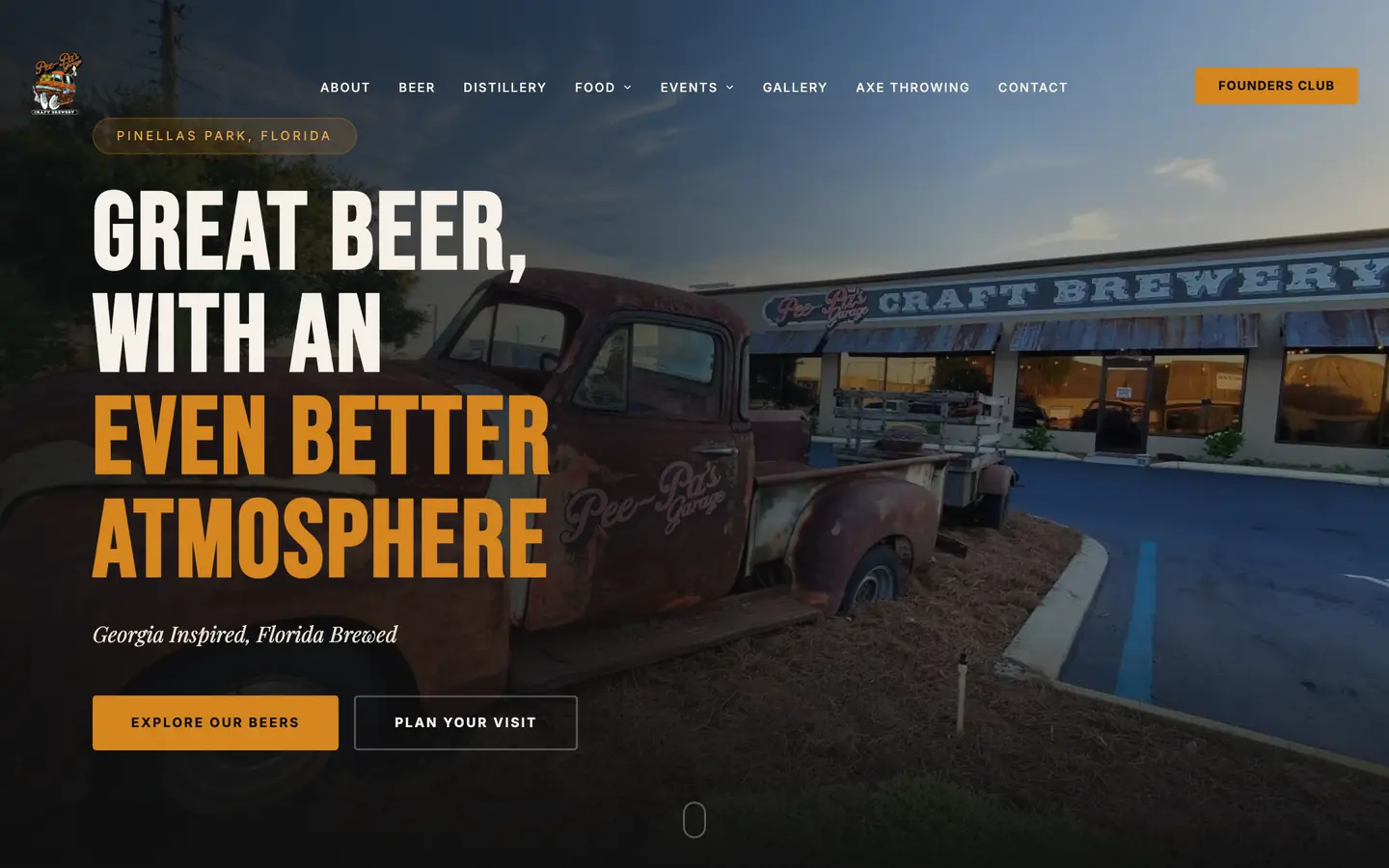 The Pee-Pa's Garage site on a desktop screen