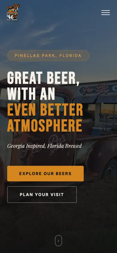 The Pee-Pa's Garage site on a phone