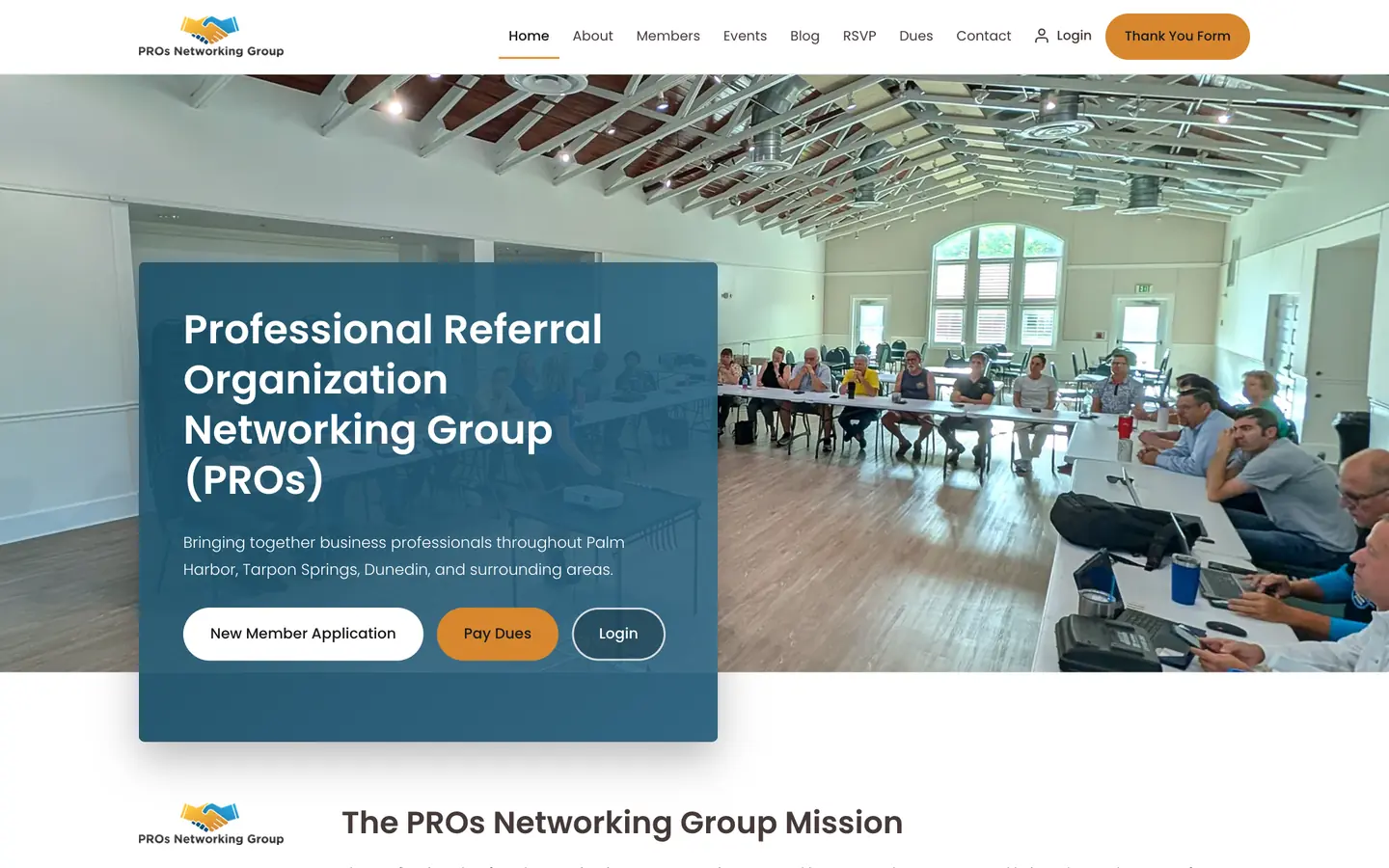The PROs site on a desktop screen