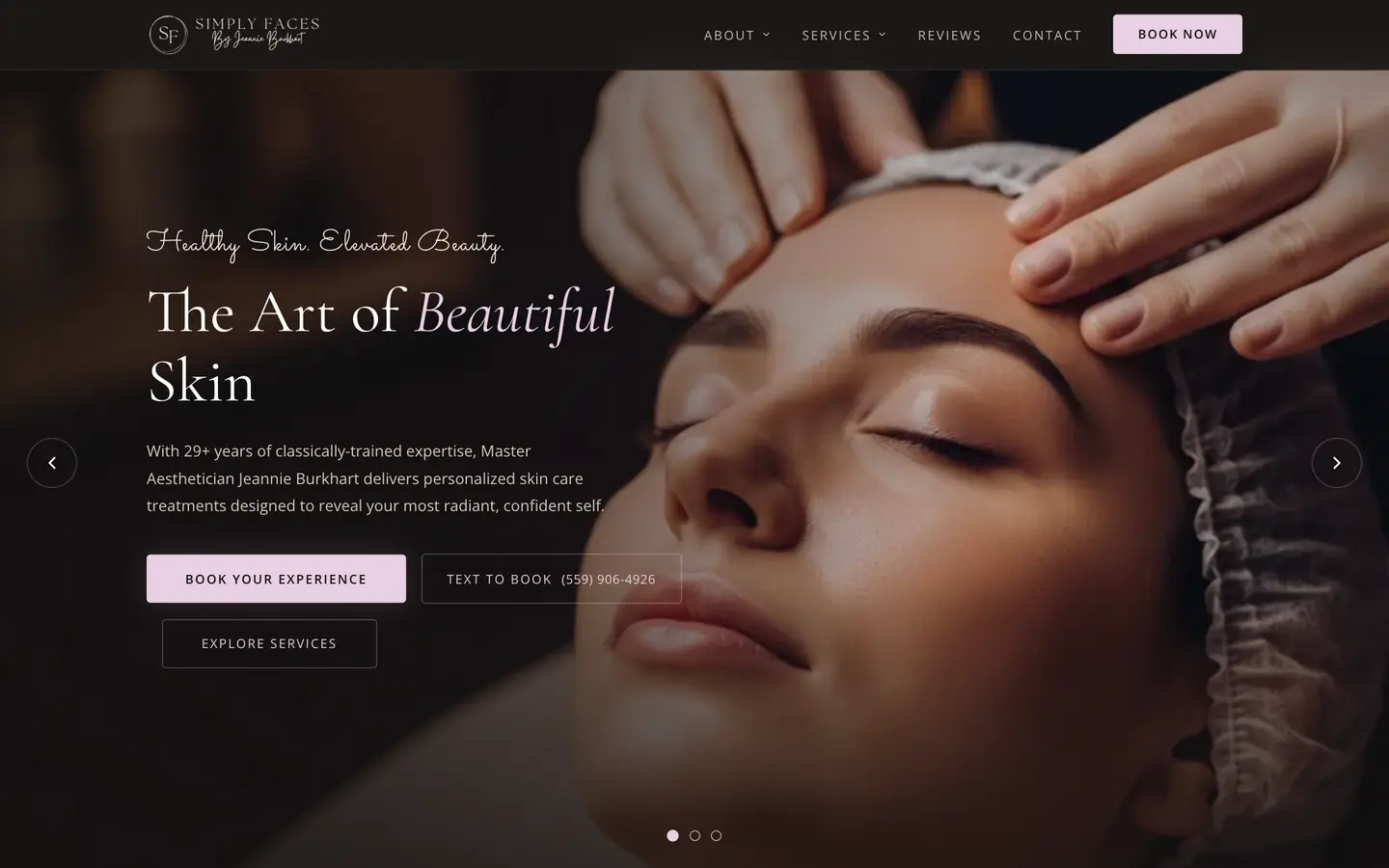 The Simply Faces site on a desktop screen