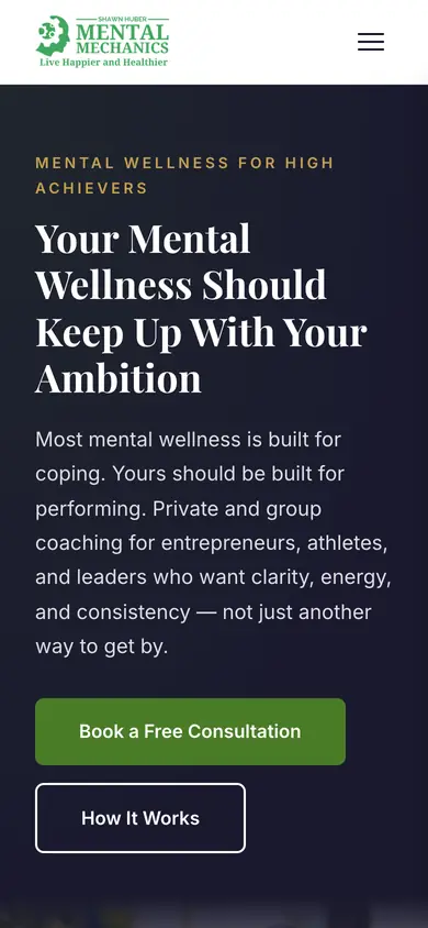 The The Mental Mechanics site on a phone