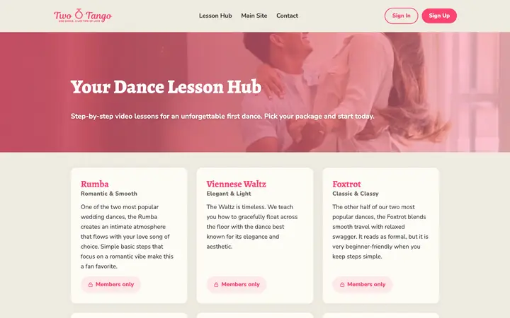 Two To Tango website