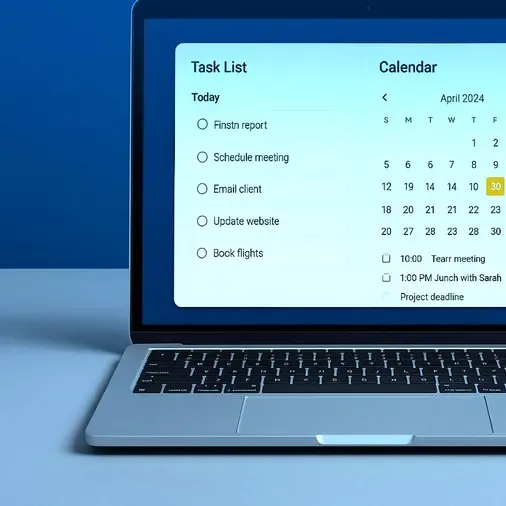 A laptop showing a task list and calendar tool